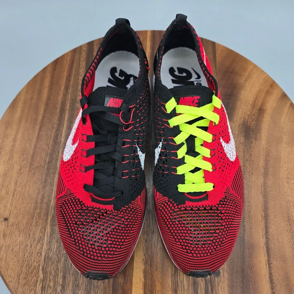 Nike Flyknit Racer Shoes Men's 7 University Red Black Running Athletic Sneakers